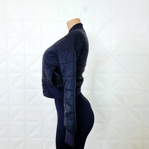 Lululemon Women's Midnight Navy Non-Stop Zip-Up Reversible Bomber Jacket Size 4 - Picture 4 of 8
